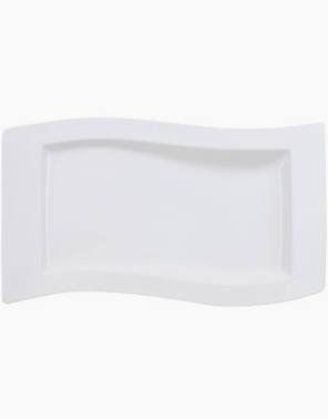 Villeroy & Boch NewWave Piatto di Servizio, da Portata, Angolare, dalle Linee Curve, per Lavastoviglie, Porcellana Premium, Bianco, 49 c 30 cm