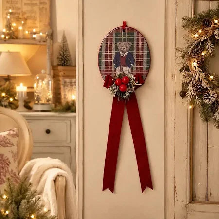 Madame Fioccò   Medaglione Lord S Tartan Con Fiocco E Decoro Floreale