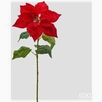 EDG ENZO DE GASPERI Ramo Stella Natale con Foglie H.70 D.25 Rosso