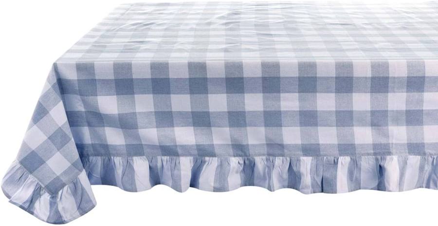 Blanc Mariclò Tovaglia a quadretti in misto cotone avorio/blu "Bolgheri"