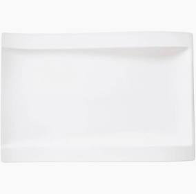 Villeroy & Boch NewWave Piatto Gourmet, Porcellana Premium, Bianco, 37 x 25 cm