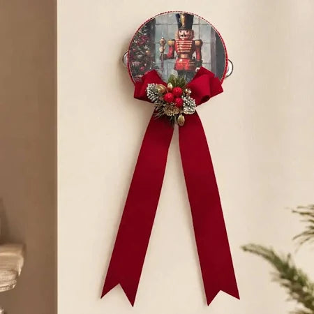 Madame Fioccò Tamburello di natale con fiocco "Schiaccianoci dei Sogni