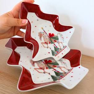 Nuvole di Stoffa Set 2 Piatti albero di natale "Giostra" H19-27 cm