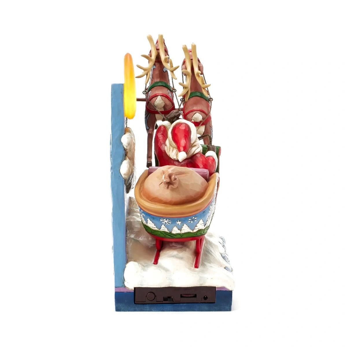 Slitta con Babbo Natale musicale e luminosa 29 cm Jim Shore