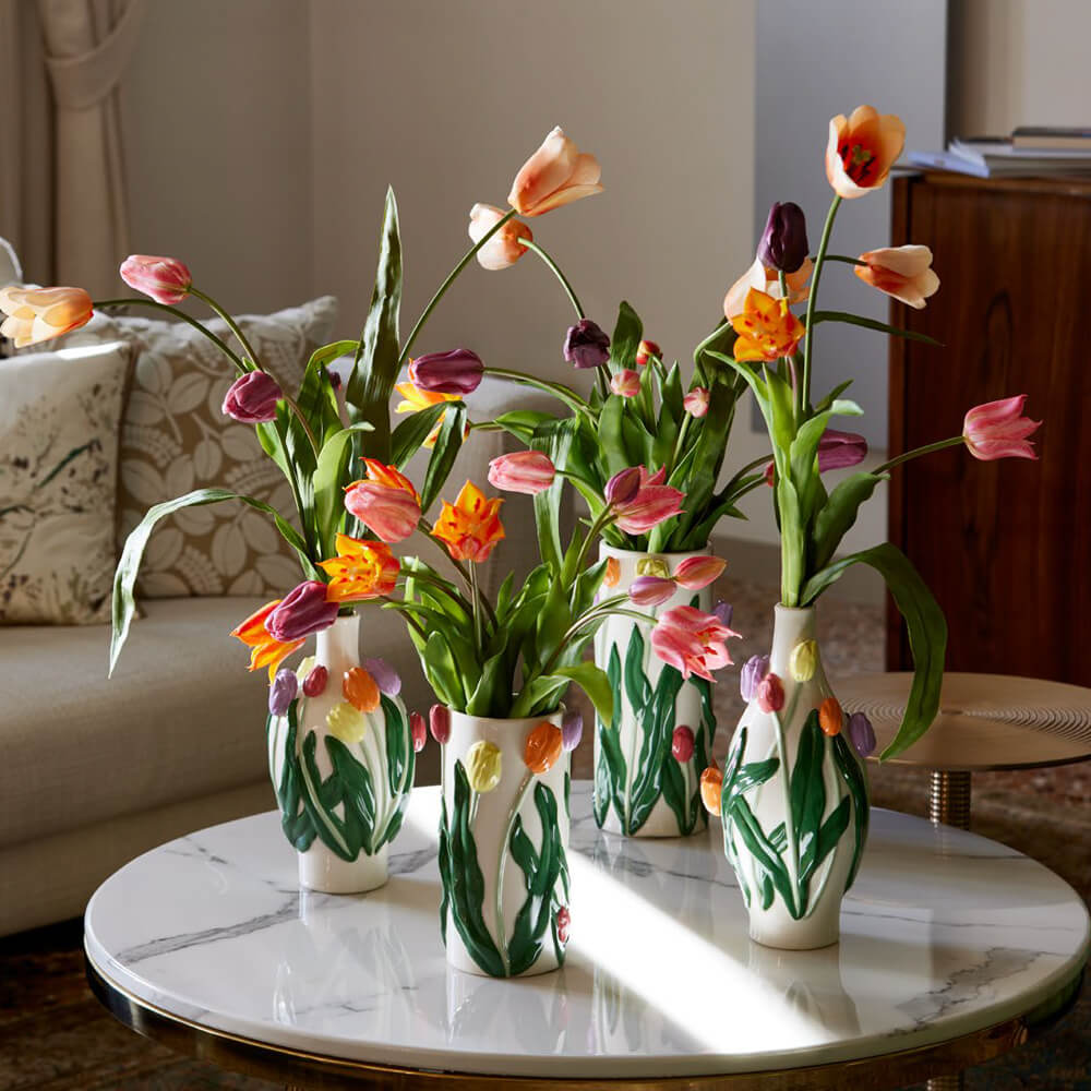 EDG Enzo De Gasperi Bouquet 5 Tulipani Olis Bianchi H 40 cm