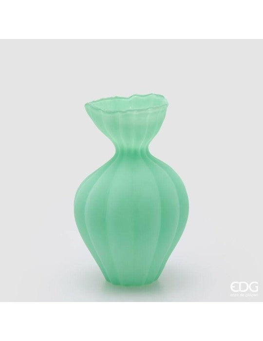 EDG Enzo De Gasperi Vaso Flow Sinuoso Waterproof in Vetro Satinato Verde H30.5 D19.5