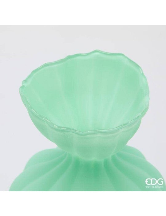 EDG Enzo De Gasperi Vaso Flow Sinuoso Waterproof in Vetro Satinato Verde H30.5 D19.5