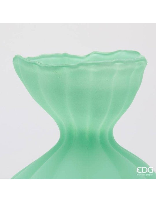 EDG Enzo De Gasperi Vaso Flow Sinuoso Waterproof in Vetro Satinato Verde H30.5 D19.5