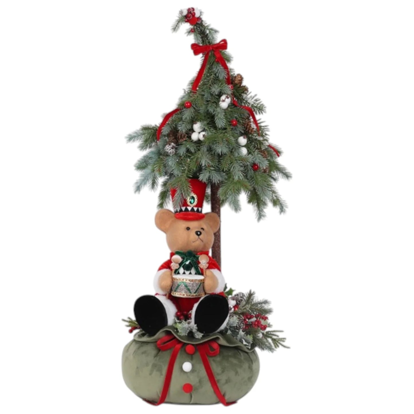 Albero di Natale con Orsetto "Paesaggio Invernale" Fiori di Lena 90x35 cm.