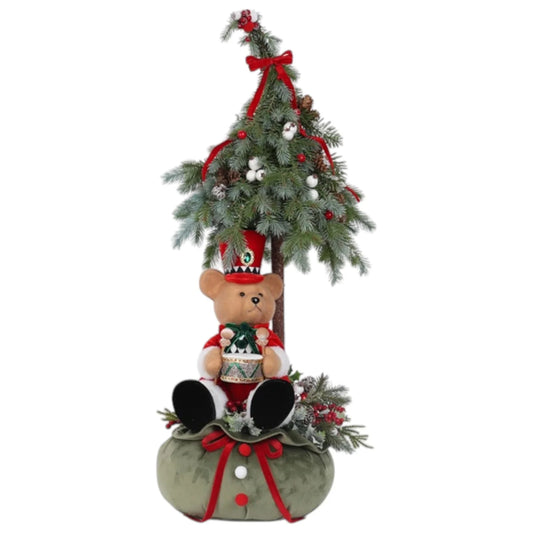 Albero di Natale con Orsetto "Paesaggio Invernale" Fiori di Lena 90x35 cm.